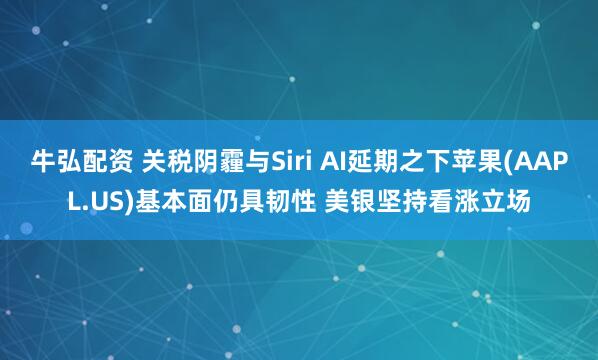 牛弘配资 关税阴霾与Siri AI延期之下苹果(AAPL.US)基本面仍具韧性 美银坚持看涨立场